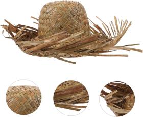 Tropikal Parti Naturel Hasır Hawaii Şapkası 13x36 cm