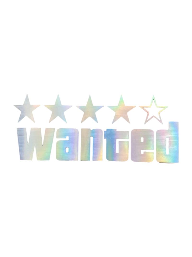 Wanted Yazılı Hologram Efektli Cam Stickeri 20x9cm