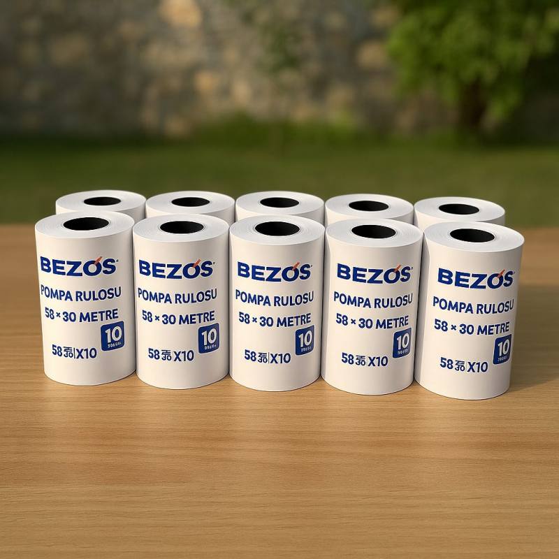 BEZOS 58x30 mm Pompa Rulosu Termal Rulo 10 Paket 100 Adet