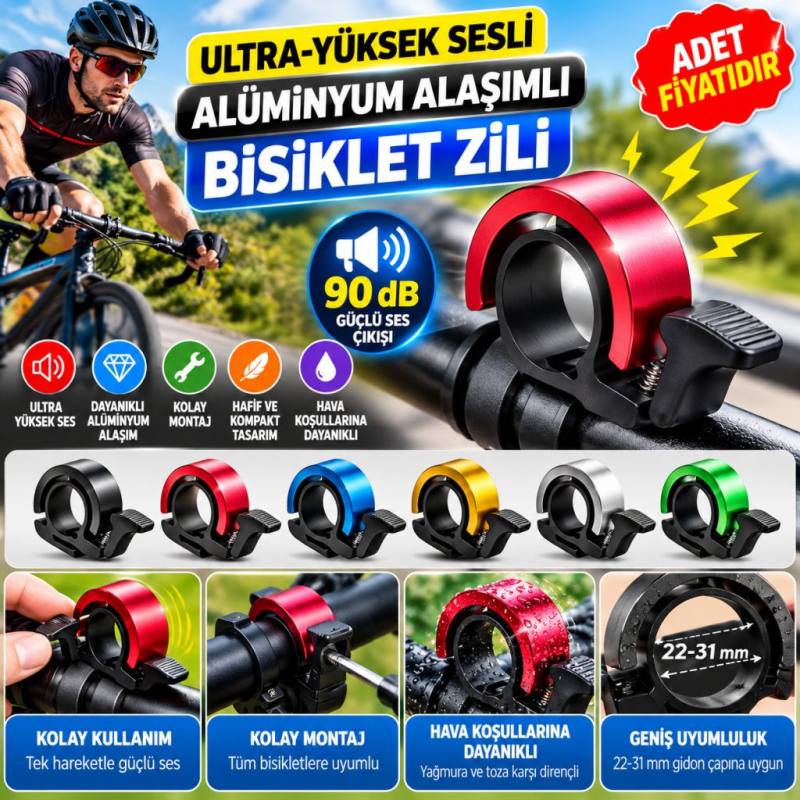 Ultra-Yüksek Sesli Alüminyum Alaşımlı Bisiklet Zili (adet fiyatıdır)