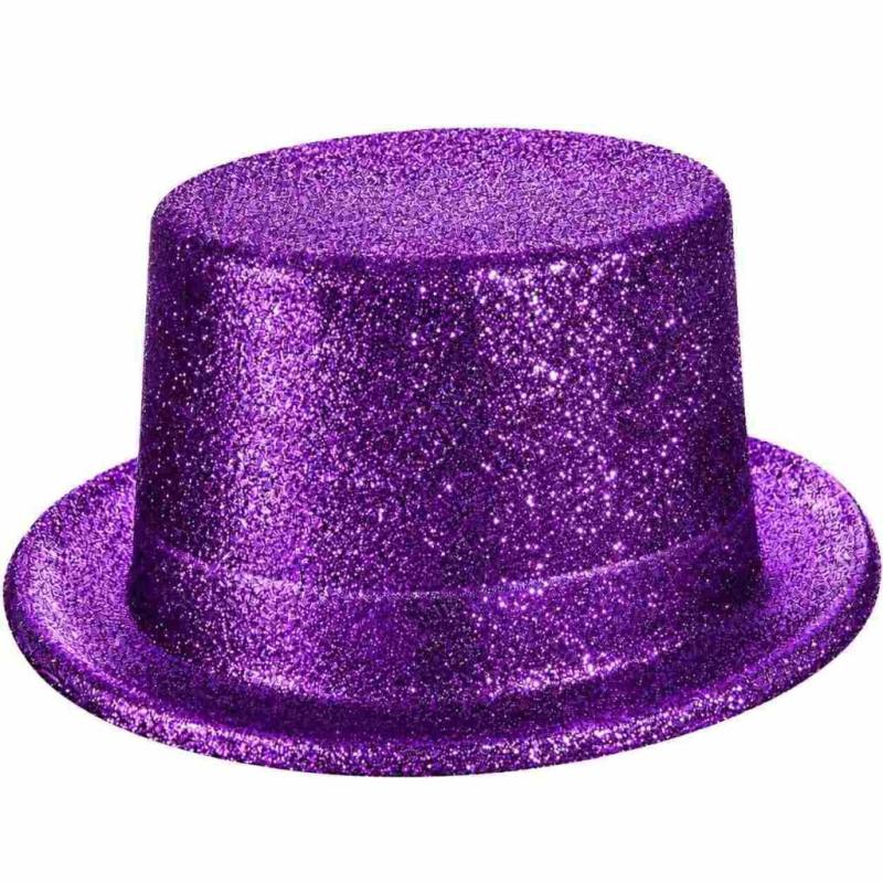 Mor Simli Glitter Silindir Parti Şapkası