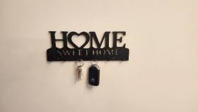 3D Baskı Home Sweet Home Yazılı Anahtarlık Duvar Askısı Kalpli Anahtar Askısı Siyah