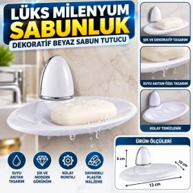 Lüks Milenyum Sabunluk Dekoratif Beyaz Sabun Tutucu Stand