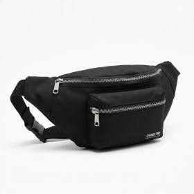 Siyah Unisex Bel Çantası Çapraz Askılı Günlük Kullanım Fermuarlı 30x13 cm