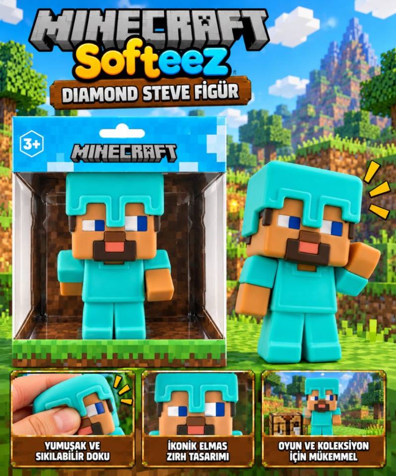 Minecraft Softeez Diamond Steve Figür