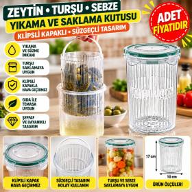 Zeytin Turşu Sebze Yıkama Kutusu Klipsli Kapaklı Saklama Kabı (adet fiyatıdır)