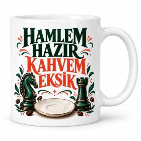 Satranç Molası Tasarımlı Porselen Kupa - MODEL 1218