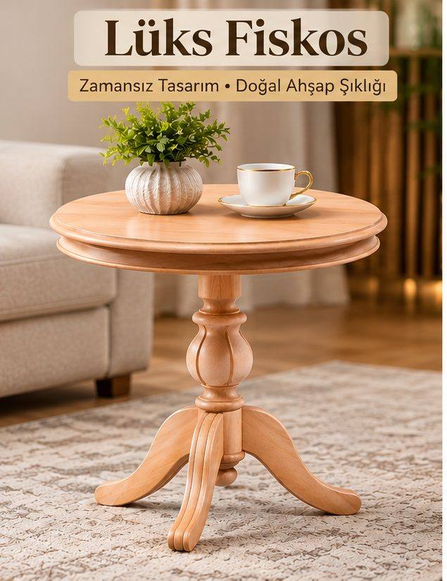 5921 Lüks Fiskos Cilasız Ham + Çay Sehpası +Yan Sehpa+ Servis Sehpası+Dekoratif Sehpa