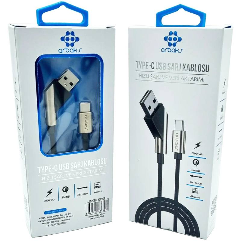 TYPE-C Metal Hızlı Şarj Ve Veri Aktarımı – ARB-602