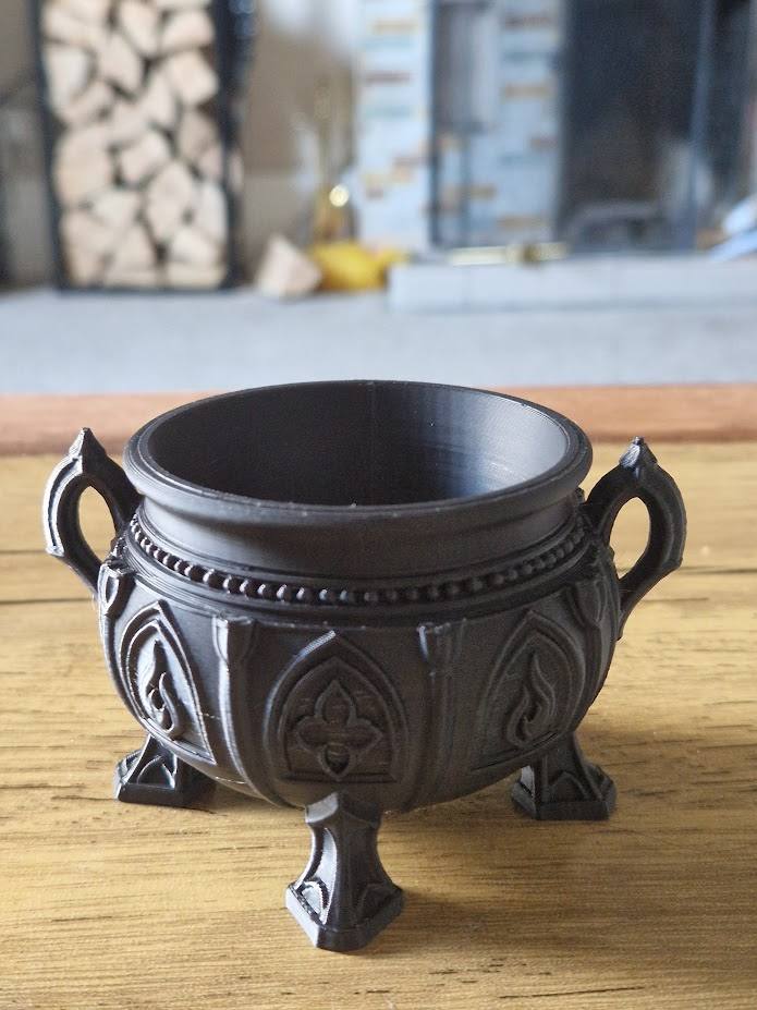 3D Baskı Gotik Kazan Formlu Dekoratif Kase Cadılar Bayramı Süs Kazanı