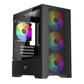 1ST PLAYER GO2 SİYAH 550W 4X12CM RAINBOW FAN TEMPERLİ CAM USB 3.0 M-ATX KASA