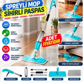 Döner Başlıklı Spreyli Mop Parke Ahşap Fayans Temizleyici Su Hazneli Sihirli Paspas(adet fiyatıdır)