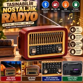 Taşınabilir Klasik AM/FM/SW Transistör Retro Nostaljik Radyo USB Şarjlı