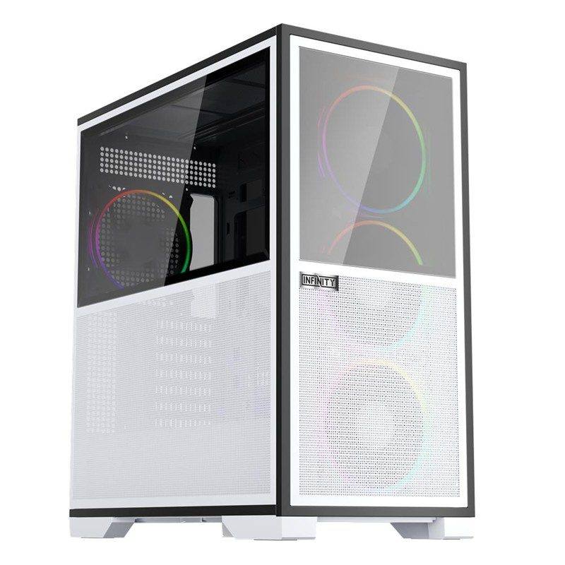 1ST PLAYER IF8 BTF BEYAZ ARGB 4X12CM FAN TERS ÇEVİRİLEBİLİR TEMPERLİ CAM MESH PANELLER USB 3.0 E-ATX