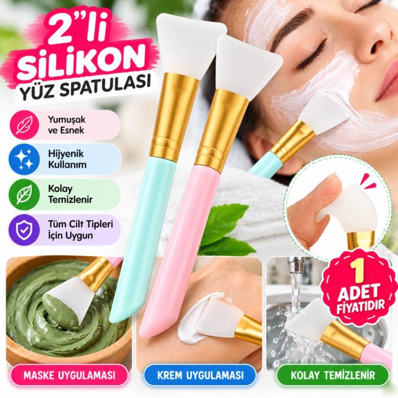 2li Silikon Temizlemesi Kolay Kullanılabilen Yüz Cilt Bakımı Maske Ve Krem Spatulası