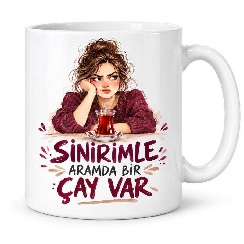 Çaylı Tampon Tasarımlı Porselen Kupa - MODEL 1115