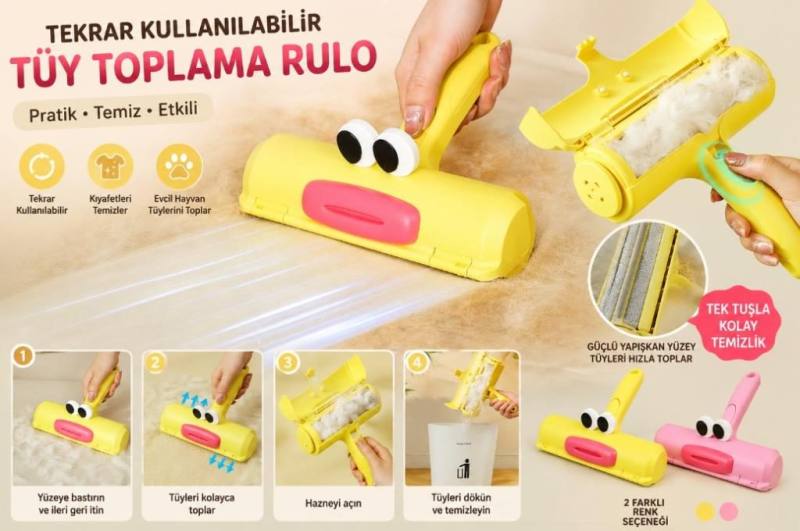 Hazneli Tüy Toplama Rulosu