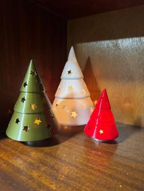 3D Baskı Çam Ağacı Tealight Mumluk Seti Yılbaşı Dekoratif Mum Tutucu