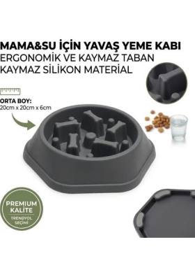 Patibon Kedi Köpek Yavaş Besleyici Mama Kabı - Anti-Boğulma & Sağlıklı Beslenme - GRİ