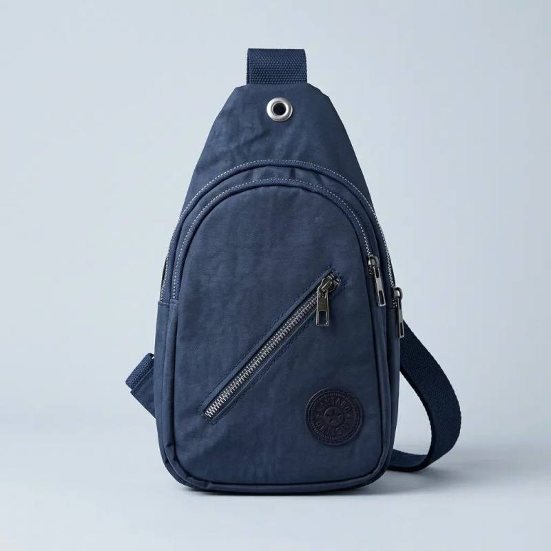 Su Geçirmez Kumaş Çapraz Göğüs Çantası 3 Gözlü Siyah Unisex Günlük Kullanım 15x26 cm