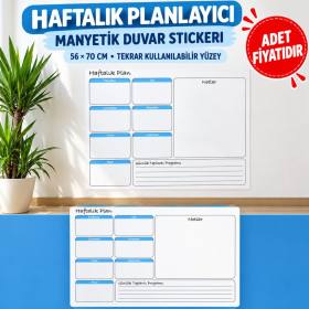 Haftalık Planlayıcı Manyetik Duvar Stickerı Takvim 56 cm x 70 cm