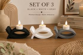 3D Baskı 3lü Balık Figürlü Dekoratif Mumluk Seti - Tealight Mumluk, Modern Ev ve Ofis Dekoru
