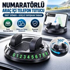 Numaratörlü Güçlü Yapışkanlı 360 Derece Dönebilen Su Geçirmez Araç İçi Telefon Tutucu Plastik Aparat