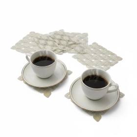 6 lı Dantel Kahve Sunumluğu 15x15 cm Asorti Desenli Şık Bardak Altlığı