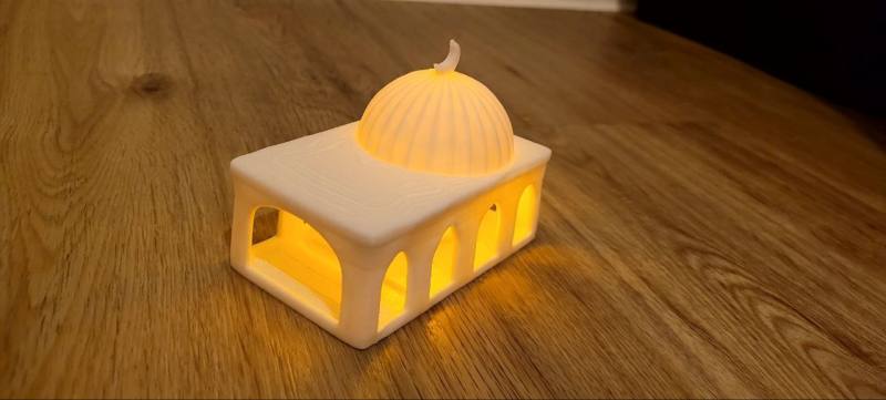 3D Baskı Cami Formlu Tealight Mumluk Dekoratif Mum Tutucu Ramazan Süsü