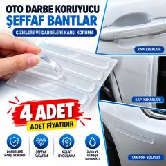 Oto Darbe Koruyucu Şeffaf Kendiliğinden Yapışkanlı Bantlar 4 Adet
