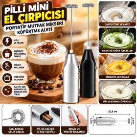 El Çırpıcısı Pilli Mini Portatif Mutfak Mikseri Köpürtme Aleti