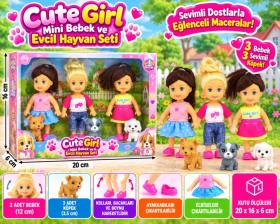 Mini Bebek ve Evcil Hayvan Üçlü Set