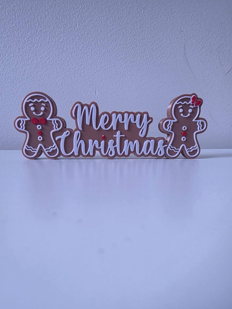 3D Baskı Zencefilli Kurabiye Merry Christmas Yazılı Yılbaşı Dekoratif Süs