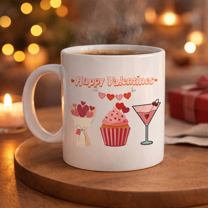 Happy Valentines Kupa – Model 6 Sevgililer Günü Özel Tasarım Porselen Kupa