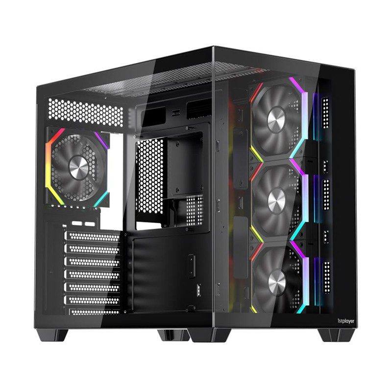 1ST PLAYER BV7 SİYAH ACK 750W 80+ BRONZE ARGB 4X12CM FAN PANORAMİK TEMPERLİ CAM USB 3.0 ATX KASA