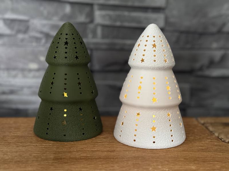 3D Baskı Çam Ağacı Formlu Tealight Mumluk Yılbaşı Dekoratif Mum Tutucu