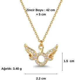 Tektaş Melek Kanadı Gold Renk Kolye, Özel Kutulu