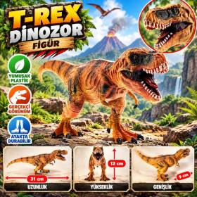Yumuşak Plastik 31 cm Dinozor Figür - T-Rex