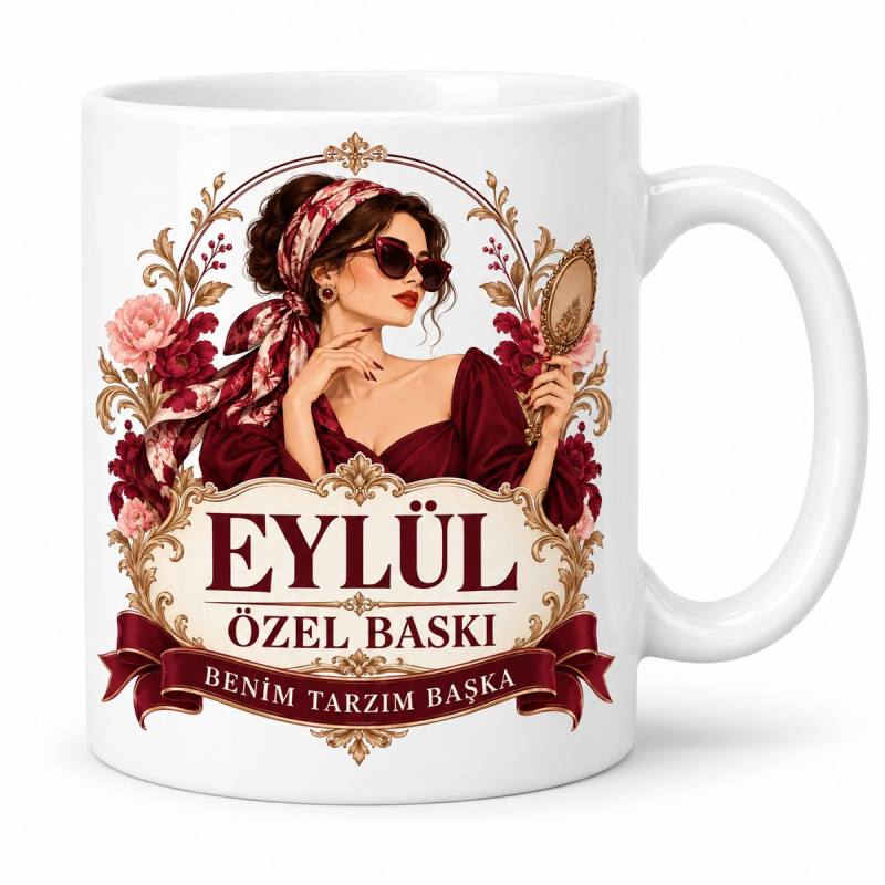 Eylül Özel Baskı Hanımefendi Tasarımlı Porselen Kupa - MODEL 1174