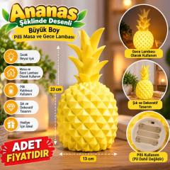 Ananas Şeklinde Desenli Büyük Boy Pilli Masa ve Gece Lambası (adet fiyatıdır)