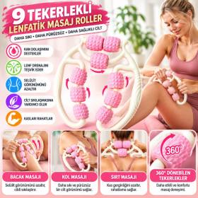 9 Tekerlekli Lenfatik Masaj Roller – Selülit Giderici, Cilt Sıkılaştırıcı, Bacak Kol Sırt Masaj Aleti