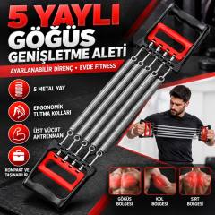 Göğüs Genişletme ve Kuvvet Egzersiz Aleti – 5 Yaylı 5 Kademeli Ayarlanabilir Fitness ve Kuvvet Antrenmanı Ekipmanı