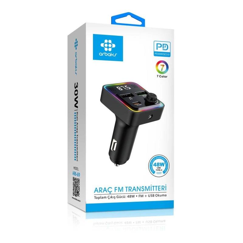 48W PD30W QC3.0 Bluetooth Araç FM Transmitter – ARB-621