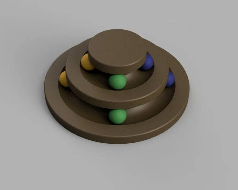 3D Baskı Üç Katlı Toplu Kedi Oyun Kulesi Etkileşimli Kedi Oyuncağı Renkli Toplu Parkur Kahverengi