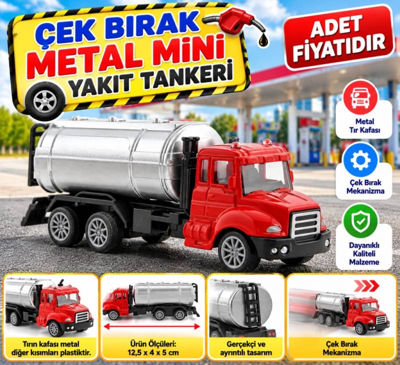Çek Bırak Metal Mini Yakıt Tankeri (adet fiyatıdır)