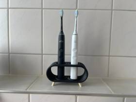 3D Baskı Elektrikli Diş Fırçası Standı Çift Diş Fırçalık Ayaklı Modern Banyo Diş Fırçası Tutucu Siyah