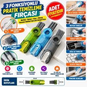 3 Fonksiyonlu Pratik Şişe Temizleme Fırçası Mutfak Banyo Araç İçin Çok Amaçlı Fırça (adet fiyatıdır)