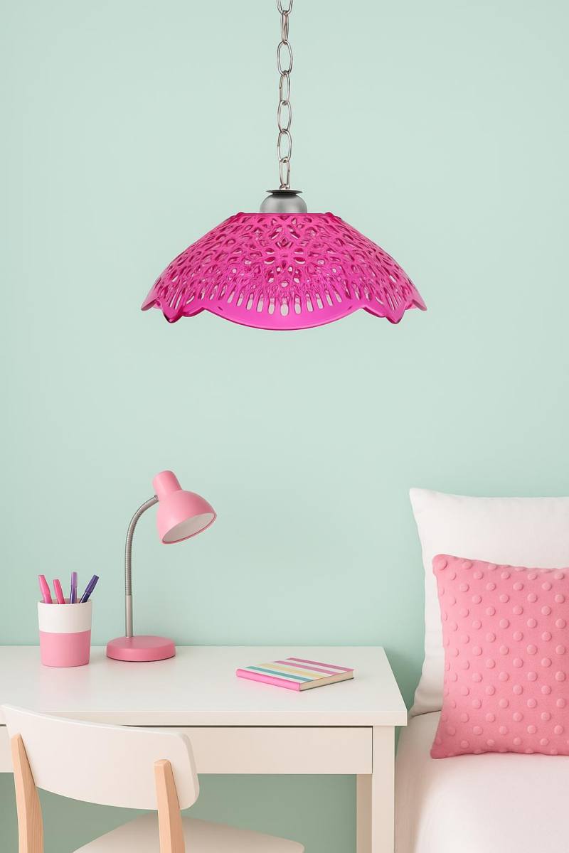 Pembe Akrilik Avize Modern Dekoratif Aydınlatma 35x35x12 cm