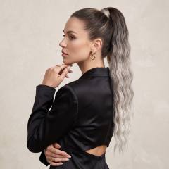 Lastik Tokalı At Kuyruğu Su Dalgalı - Koyu Kumral / Gümüş Platin Ombre