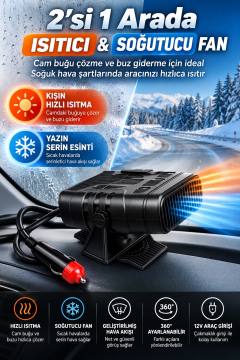 12V Araç İçi Cam Buğu Çözücü Isıtıcı Fan 2’si 1 Arada Sıcak Soğuk Hava Üfleyici Buz Çözücü